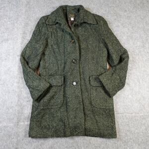Vintage Louben Coat Women 6 Overcoat Long Green Teddy Textured Button Knit Lined